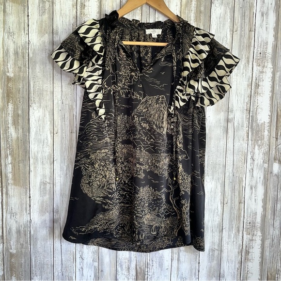 Entro Gold & Black Patterned Blouse - Picture 2 of 5